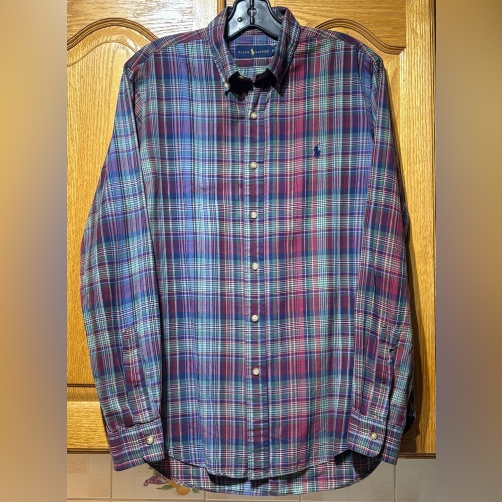 Polo Ralph Lauren Men's Plaid Button Down Dress Shirt Size Medium EUC